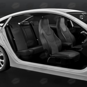 Авточехлы универсальные экокожа черно-серые комплект Recaro AVTOLIDER UREK31-0302 AVTO LIDER 1