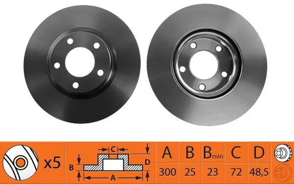Диск тормозной передний MAZDA 3 2.0 03-/MAZDA 5 R16/17/18 05- BR25106T BR25106T SB NAGAMOCHI