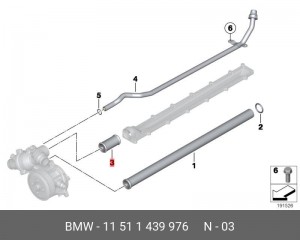 трубка охл.жидкости!\BMW 5Series E60/E61 LCI 4.0-6.0 07>/6Series E63/E64 LCI 4.0 11 51 1 439 976 BMW