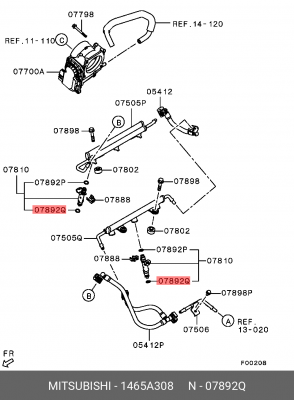 Кольцо уплотнительное MITSUBISHI Colt (05-) форсунки топливной OE 1465A308 MITSUBISHI