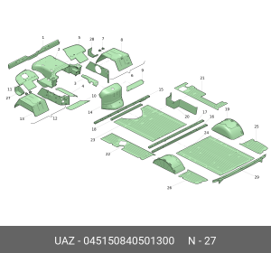 Подножка УАЗ кабины левая (ОАО УАЗ) 045150840501300 UAZ UAZ