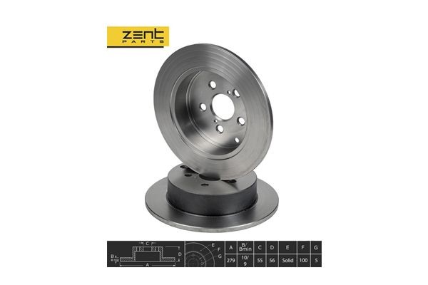 диск тормозной задний! Toyota Avensis 1.8-2.0D-4D 03> Z06080 ZENTPARTS