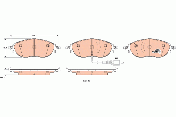 Колодки тормозные VW Golf,Passat (12-) AUDI A3 (12-) передние (4шт.) TRW GDB1918 TRW