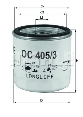 Фильтр масляный OC405/3 OC 405/3 MAHLE KNECHT