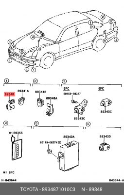 кронштейн датчика парковки!\ Toyota Camry 11-17/Land Cruiser 07-15/Sienna 89348-71010-C3 TOYOTA