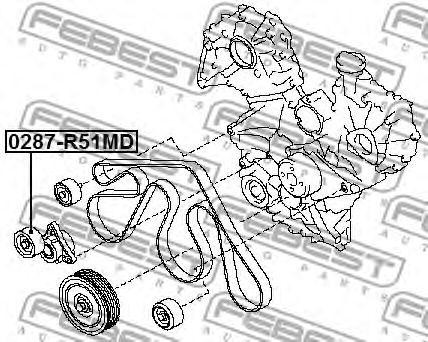 Ролик натяжителя руч ремня NISSAN PATHFINDER R51 0287-R51MD 0287-R51MD FEBEST