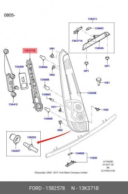 плата заднего правого фонаря!\ Ford Fusio 02> 1582578 FORD