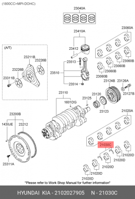 Вкладыши HYUNDAI Tucson (04-),Santa Fe (00-) (2.0 TDI) коренные STD-A комплект ( 2102027905 HYUNDAI KIA