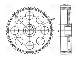 Шестерня ГРМ для а/м ВАЗ 2170 (большая) (выпуск) "TRIALLI" CG 106 TRIALLI