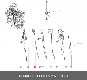 щуп масляный!\ Renault Logan/Sandero/Duster 1.5dCi 05> 111400275R RENAULT