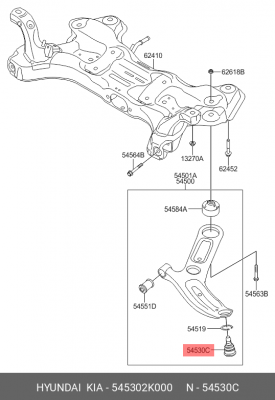 опора шаровая нижняя!\ Hyundai i10/i20, KIA Picanto/Rio III/Soul I 09> 545302K000 HYUNDAI