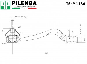 Рулевой наконечник левый LARGUS, LOGAN TS-P 1186 TSP1186 PILENGA
