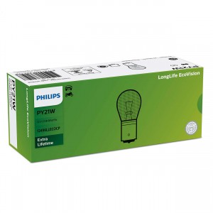 Лампа 12V PY21W BAU15s желтая Yellow Long Life Eco Vision PHILIPS 12496LLECOCP PHILIPS