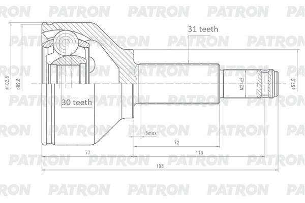 ШРУС наружный 31X57X30 FORD Transit 2014- (TTG) PCV2149 PCV2149 PATRON