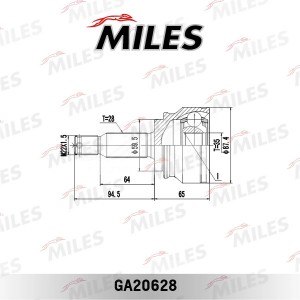 ШРУС наружный MITSUBISHI LANCER X/OUTLANDER XL/PSA 2.0-2.4 06- GA20628 GA20628 MILES