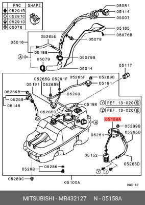 Трубка топливная MITSUBISHI L200 бака топливного OE MR432127 MITSUBISHI