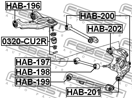 Сайлентблок задн подвески HONDA ACCORD 08- HAB-197 HAB-197 FEBEST