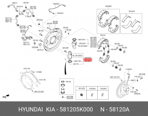 Цилиндр тормозной передний HYUNDAI County левый (вверх) OE 581205K000 HYUNDAI KIA