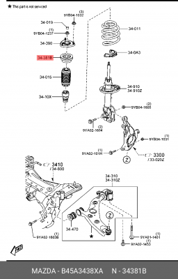 Подшипник опорный переднего амортизатора MAZDA B45A-34-38XA B45A3438XA MAZDA