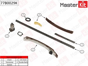 Комплект цепи ГРМ TOYOTA Avensis 2.0i/2.4i 16V 1AZFE/2AZFE 01- без звезды 77B002 77B0029K MASTER KIT
