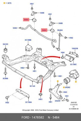 втулка стабилизатора переднего! d22\ Ford Mondeo IV 07> 1 478 582 FORD
