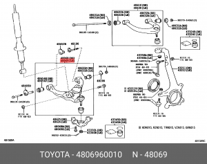 рычаг передний нижний левый!\ Toyota Land Cruiser 120/Prado GRJ120/KDJ120 48069-60010 TOYOTA