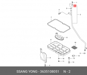 Заглушка SSANGYONG Actyon (06-),Kyron (06-),Actyon Sports (06-) трубки щупа уров 3635108051 SSANG YONG