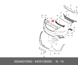 Клипса SSANGYONG Actyon (06-/10-),Kyron (05-),Actyon Sport (06-) подкрылка OE 9459108000 SSANG YONG