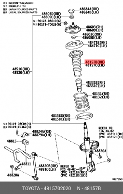 Пыльник переднего амортизатора 48157-02020 48157-02020 TOYOTA