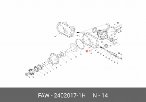 Болт FAW 3250,3310 (16-),J6L (24-) крепления редуктора малый OE 2402017-1H FAW