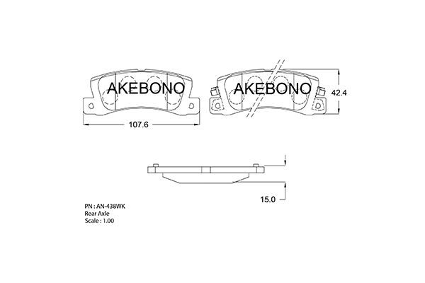Колодки тормозные дисковые задние LEXUS RX300 98-09 AN-438WK AN438WK AKEBONO