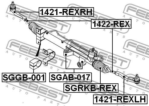 Опоры рулевой рейки комплект SSANG YONG KYRON (05-) SGAB-017 SGAB-017 FEBEST