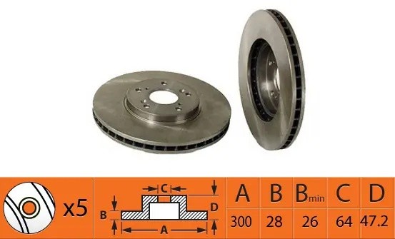 Диск тормозной передний HONDA CR-V II R16 05-06/ACCORD 16 03- BR28133T BR28133T SB NAGAMOCHI