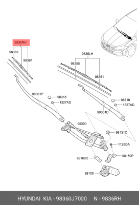 Щетка стеклоочистителя HYUNDAI Elantra (19-) правая OE 98360J7000 HYUNDAI