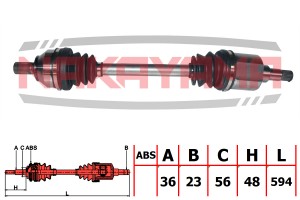ВАЛ ПРИВОДНОЙ, ПЕРЕД. ЛЕВЫЙ FORD C-MAX 04-07, FOCUS LL 06- (36X23X594X ND1044NY NAKAYAMA