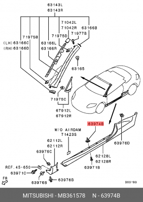 ПИСТОН БОКОВОГО СПОЙЛЕРА MB361578 MB361578 MITSUBISHI