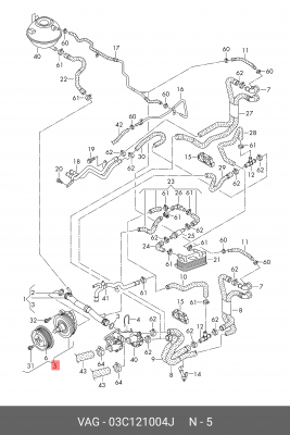 Насос водяной VW Golf (08-) OE 03C 121 004 J VAG