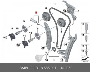 натяжитель цепи ГРМ!\ BMW 3 E46 1.6-1.8 00-03 11 31 8 685 091 BMW