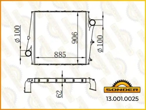 Интеркулер Volvo FE/FH/NH-12/16 885*915*63 240-660HP (Nissens 96961) 130010025 SONDER