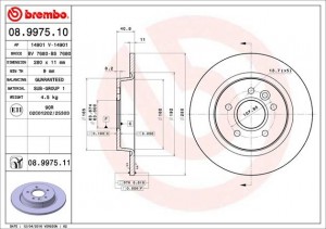 Диск тормозной 08.9975.11 08.9975.11 BREMBO