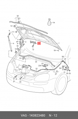 Замок капота VW Tiguan (08-) OE 1K0 823 480 VAG