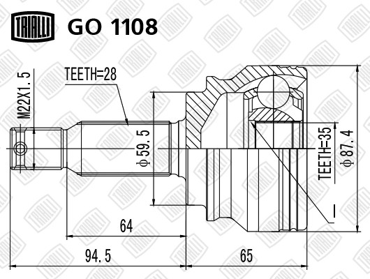 ШРУС наружный GO 1108 TRIALLI