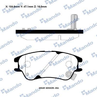 Колодки тормозные HYUNDAI Atos (05-) передние (4шт.) MANDO MPK22 MANDO