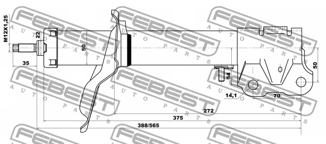 Амортизатор передн правый MITSUBISHI OUTLANDER 06-12 04660919FR 04660919FR FEBEST