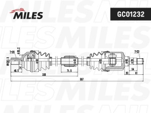 Приводной вал FORD C-MAX(1.8i) 04-10, FOCUS II(1.6D 1.8i) 04-12, - левый GC01232 GC01232 MILES