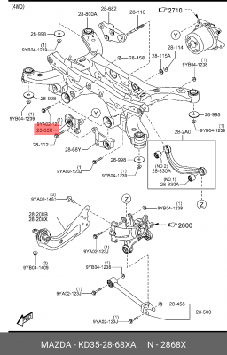 Сайлентблок MAZDA CX-5 подушки дифференциала OE KD35-28-68XA MAZDA