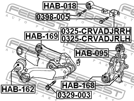 ТЯГА ЗАДНЯЯ ПОПЕРЕЧНАЯ РЕГУЛИРУЕМАЯ ЛЕВАЯ 0325-CRVADJRLH 0325-CRVADJRLH FEBEST