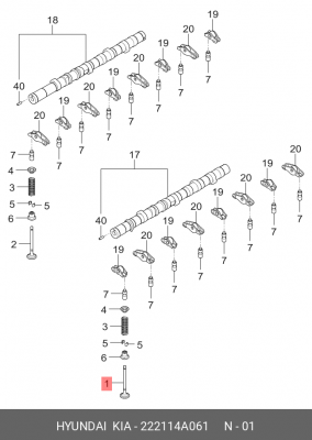 Клапан впускной HYUNDAI Porter 2 дв.D4CB,EX6,8 (15-) дв.D4CC OE 222114A061 HYUNDAI KIA