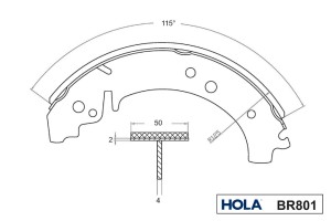Колодка тормозная задняя ВАЗ 2101, 2102, 2103, 2104, 2105, 2106, 2107, 2121 (к-т BR801 HOLA