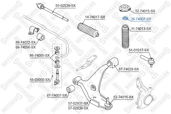 574 1607 [543255V000] !подшипник опоры аморт.\ Nissan Maxima A32 94-00/Terrano R 26-74007-SX STELLOX